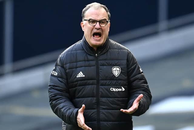 Leeds United manager Marcelo Bielsa barks out instructions. Picture: Andy Rain/PA Wire.