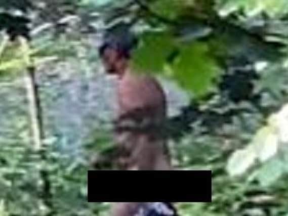 The man walked through a wooded area in Knaresborough last summer (photo: SWNS)