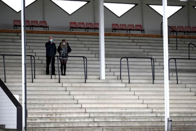The scene at Wetherby's Boxing Day meeting - racing will continue behind closed doors.