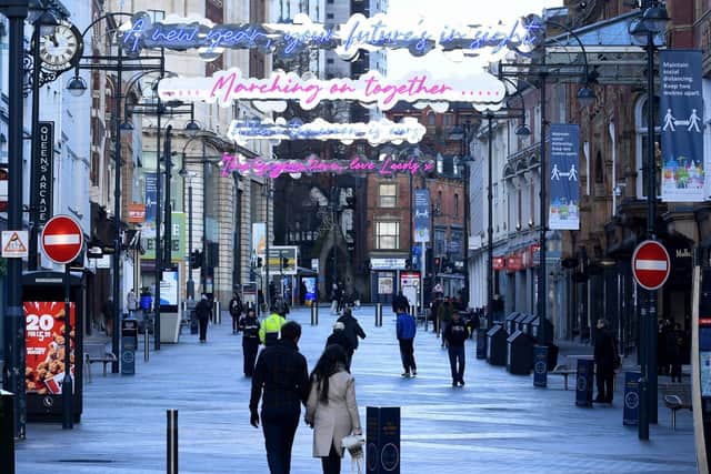 Leeds city centre pictured during the first day of the third national lockdown.