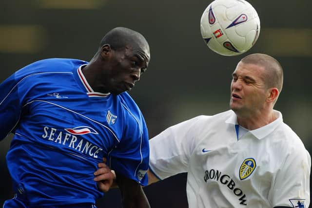 RIGHT HANDFUL - Gillingham's Mamady Sidibe gave Dominic Matteo and Leeds United a tough time in an FA Cup clash back in 2003. Pic: Getty