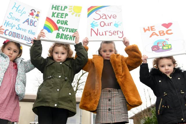 Pupils at ABC Daycare Nursery at Allerton Bywater demonstrating to save the nursery

Photo: Gary Longbottom