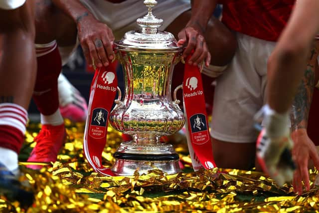 UP FOR THE CUP: The FA Cup, which is held by Mikel Arteta's Arsenal side. Photo by Catherine Ivill/Getty Images.