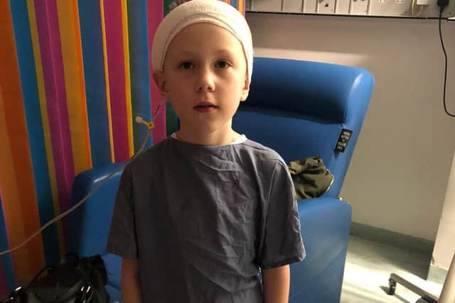 Riley has lost his ability to speak since the surgery (photo: SWNS)