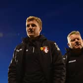 THE WAY THINGS WERE: John Yems, right, as football operations and recruitment manager of Bournemouth next to boss Eddie Howe, left, back in March 2015. Photo by Jamie McDonald/Getty Images.