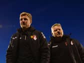 THE WAY THINGS WERE: John Yems, right, as football operations and recruitment manager of Bournemouth next to boss Eddie Howe, left, back in March 2015. Photo by Jamie McDonald/Getty Images.