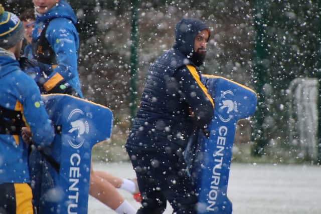 Jamie Jones-Buchanan pictured during a snowy training session last week. Picture by Phil Daly.