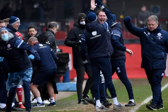 GOOD DAY - Crawley Town enjoyed one of their best days in history with a 3-0 win over Marcelo Bielsa's Premier League Leeds United. Pic: Simon Hulme