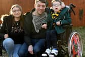 Five-year-old Phoenix Milner pictured with dad Ben, 31, and mum Lora Bedford, 30