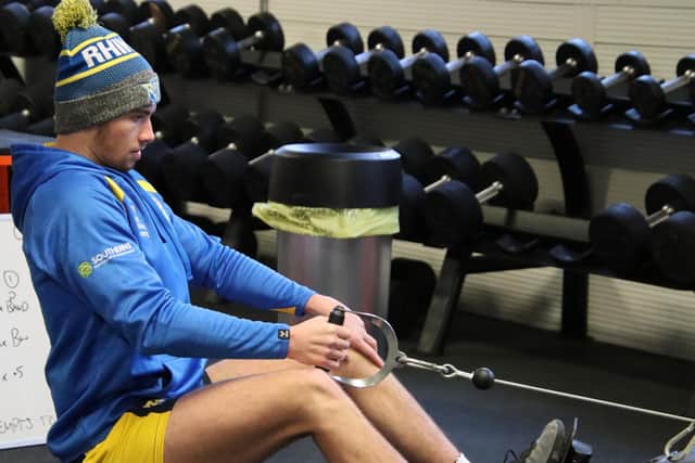 Jack Walker is working on his rehab in the gym following shoulder surgery. Picture by Phil Daly.