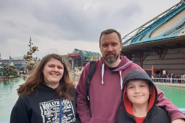 Matthew Coles pictured with his son Max and stepdaughter Abigail Peacock.
