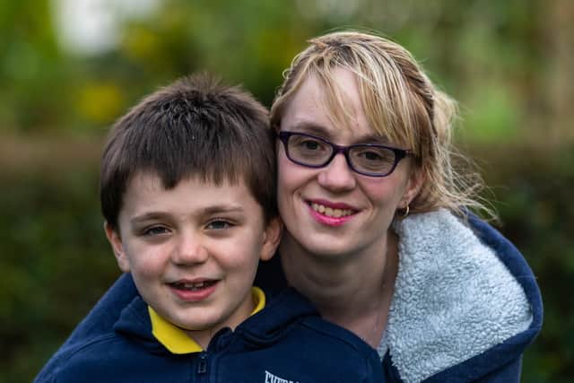 Gemma Hebbron and her son Thomas.