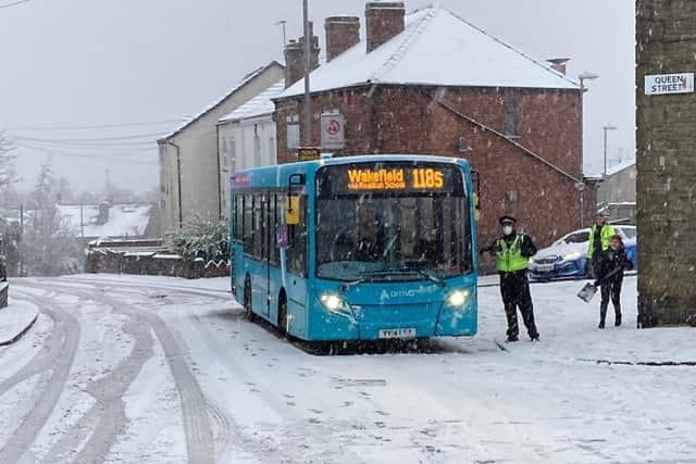 The buses came to a standstill on Fall Lane, East Ardsley