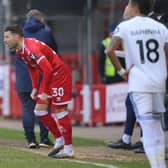 TV personality Mark Wright of Crawley Town makes his debut during the FA Cup match at The Peoples Pension Stadium, Crawley. Picture: PA