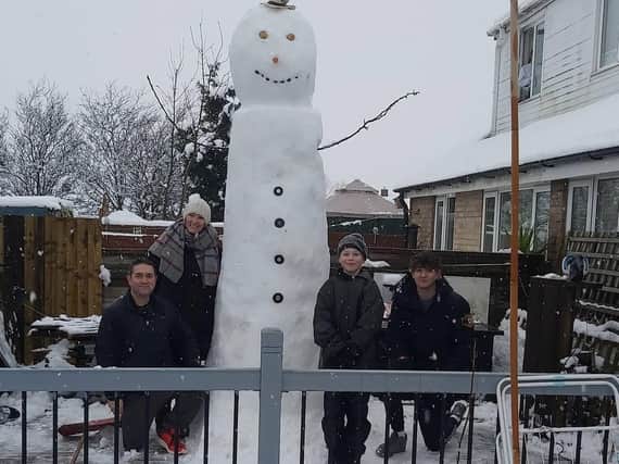 'Willy' is a 10 foot tall snowman which was built in Yorkshire on Thursday (photo: SWNS)