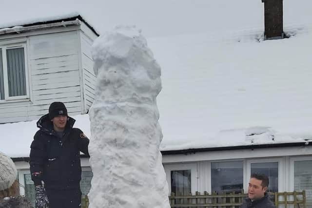 A group of neighbours built the snowman (photo: SWNS)