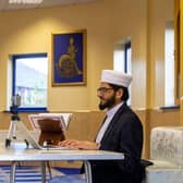Leeds-based Imam Qari Asim leading an online sermon at Makkah Mosque in Burley