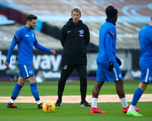 Brighton boss Graham Potter instructs his players. Pic: Getty