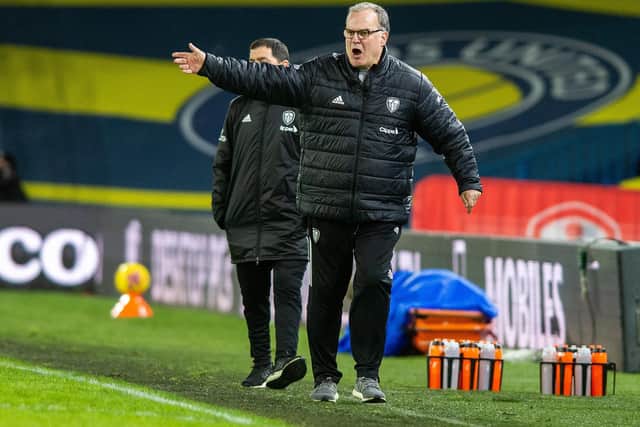 Marcelo Bielsa on the sidelines on Saturday.
 Picture: Bruce Rollinson.