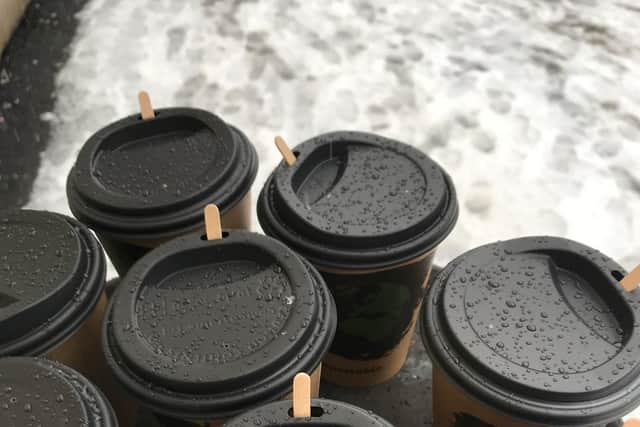 Flamingos Coffee shop provided hot drinks and food to homeless people in the city centre after heavy snow covered Leeds.