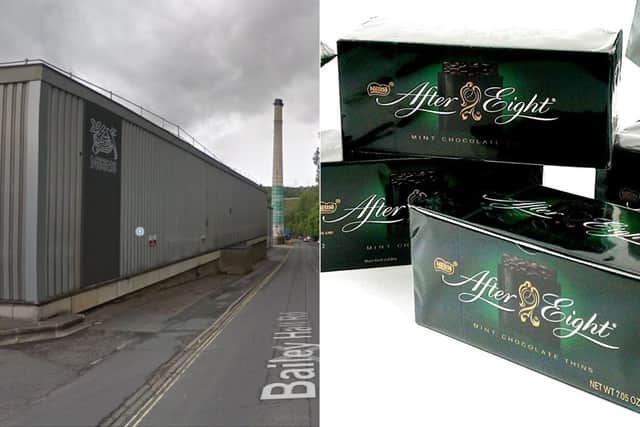 Left: The Albion Mills Nestlé factory in Halifax, where After Eight chocolates are made