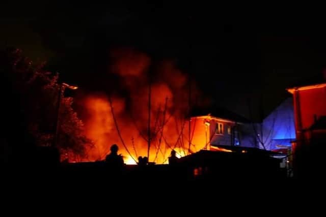 A photograph taken of the fire at  Edyta Wlodek and partner Llowell Williams' home on Blake Grove, Chapel Allerton,   in the early hours of January 5.