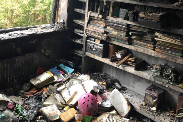A photograph taken in Edyta Wlodek and partner Llowell Williams' five year old daughter Cassitta's fire damaged bedroom after the blaze  in the early hours of January 5.