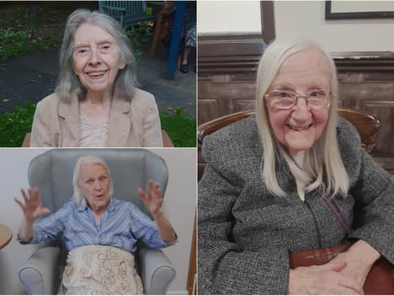 Dorothy (top left), Pauline (bottom left) and Ann Paul (right) are residents at Anchor’s Halcyon Court care home in Headingley (photos: Jo Bailey)