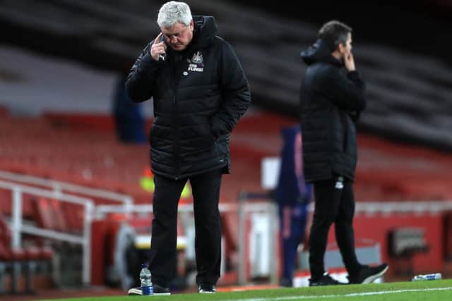 DIFFICULT TIMES: Newcastle United boss Steve Bruce during Monday night's 3-0 loss at Arsenal. Photo by Adam Davy - Pool/Getty Images.