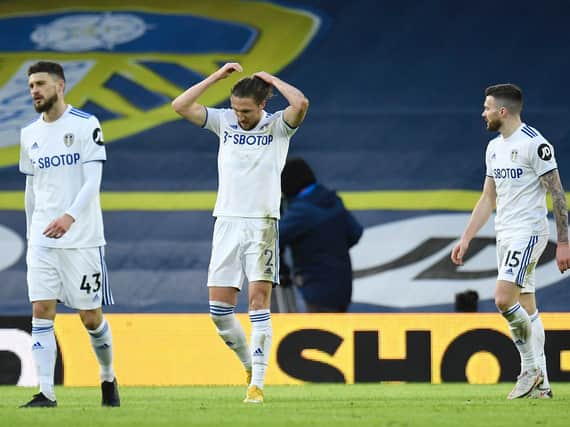 Leeds United players react during Brighton defeat. Pic: Getty