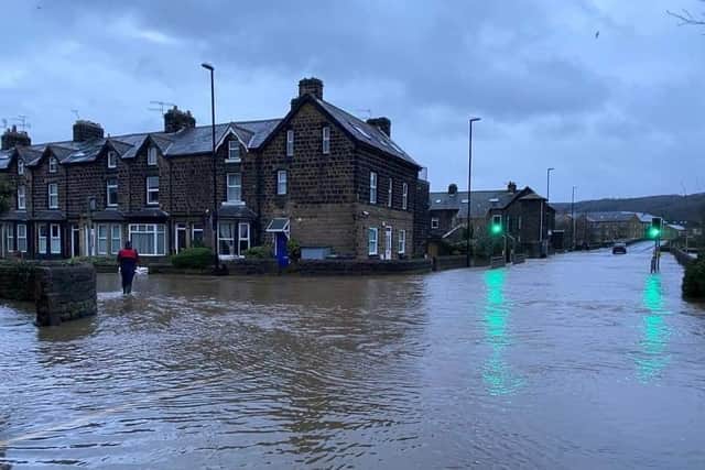 Flooding evacuees could be put up in hotels to maintain Covid safety. File photo of flooding in Otley in 2020