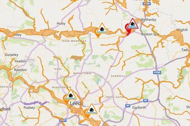 A flood warning and three flood alerts have been issued in Leeds (Image: Flood Information Service)