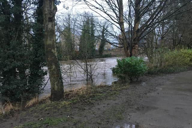 Flooding has started in the Wharfemeadows skate park (photo: Karen Weir)