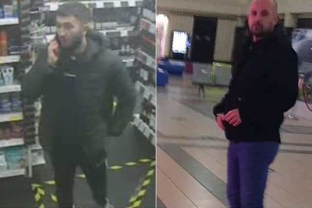 Police want to speak to these two men about the attack at Leeds train station.