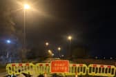 Ignorant drivers drove past the road barriers in Wakefield