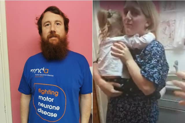 Ryan Thomas shaved his beard for MND - leaving him unrecognisable to his three-year-old daughter
