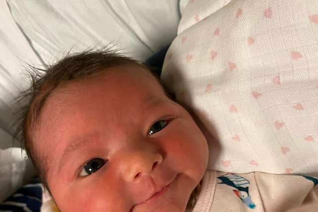 Little baby Ophelia was born at the couple's home near Keighley at 8.01pm