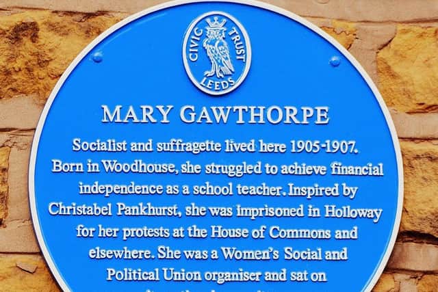 The blue plaque dedicated to socialist and suffragette Mary Gawthorpe. PIC: Leeds Civic Trust