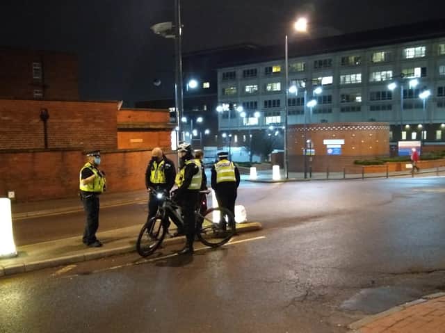 Police on the street outside Leeds General Infirmary.