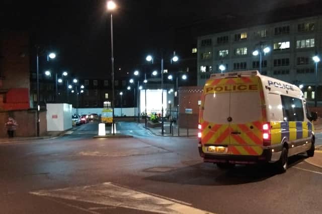Police outside Leeds General Infirmary.