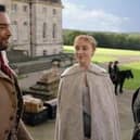 Bridgerton's Phoebe Dynevor and Regé-Jean Page in a scene filmed at Castle Howard.