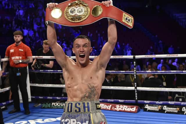 Josh Warrington with the IBF belt. Picture by Steve Riding.