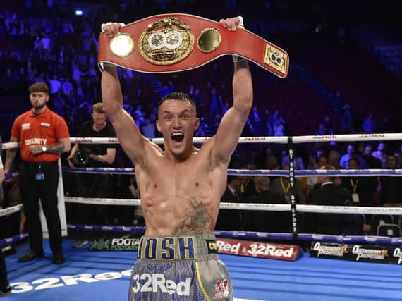 Josh Warrington with the IBF belt. Picture by Steve Riding.