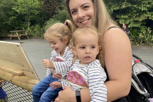 Roxanne Stobbs, from Leeds, and her two children (photo: SWNS)