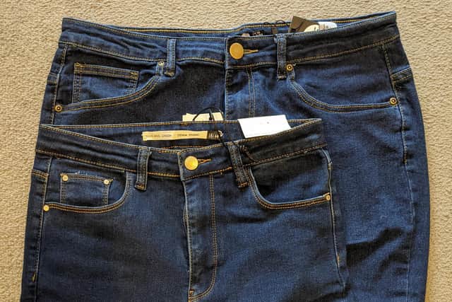 Two of the pairs were a huge seven inches different in size (photo: SWNS)