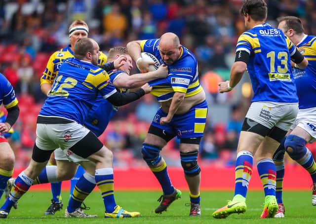 Action from the PDRL clash between Leeds Rhinos and Warrington Wolves during the Dacia Magic Weekend at Anfield in 2019. Picture: Alex Whitehead/SWpix.com.