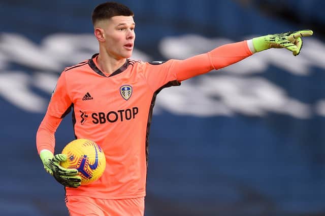 Goalkeeper Illan Meslier was unavailable for Leeds United's last game against Brighton. Picture: Oli Scarff/Getty Images.