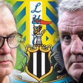 SECOND MEETING: Between Leeds United head coach Marcelo Bielsa, left, and Newcastle United boss Steve Bruce, right, of the 2020-21 Premier League season. Graphic by Graeme Bandeira.