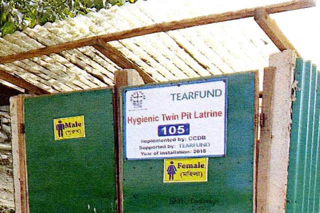 The twin pit latrine for men and women in Cox’s Bazar refugee camp in Bangladesh.