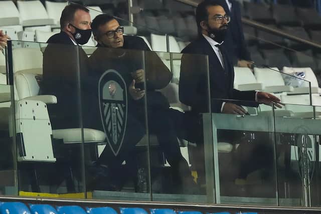 Leeds United owner Andrea Radrizzani (middle) with Angus Kinnear (left) and Victor Orta (right). Pic: Getty